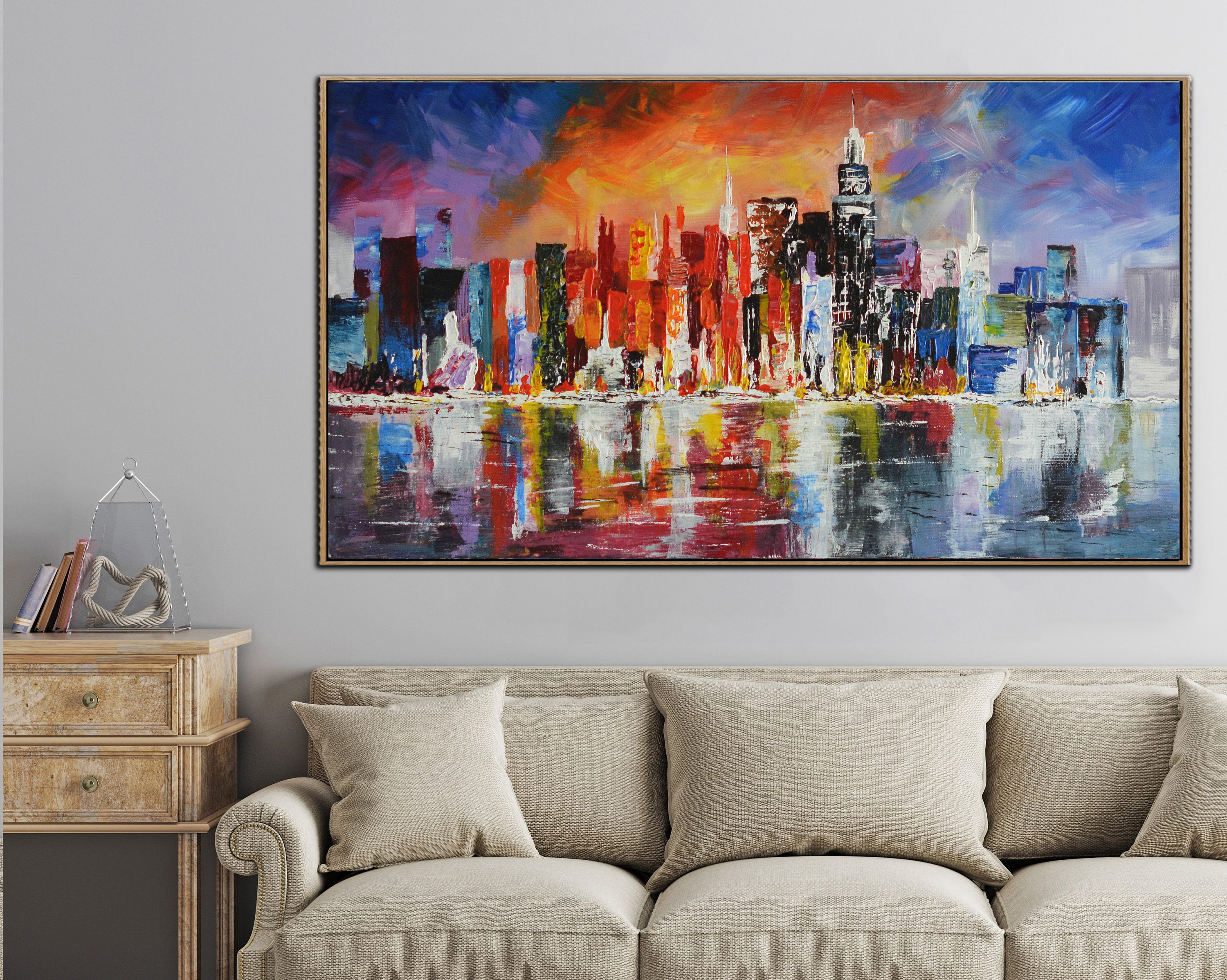 New York Painting City Painting Large Canvas Art Abstract | Etsy