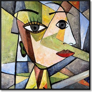 Cubist Female Portrait – Picasso Style Colorful Face Art