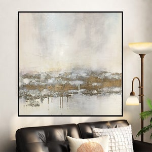 Large Original Abstract Painting Gold Painting White Wall Art Golden ...