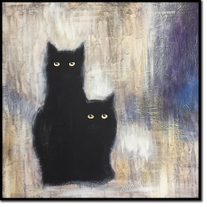 Katten schilderen grote zwarte katten olieverfschilderijen op canvas Abstract dier schilderij origineel olieverfschilderij abstracte canvas muurkunst kattenkunstwerk
