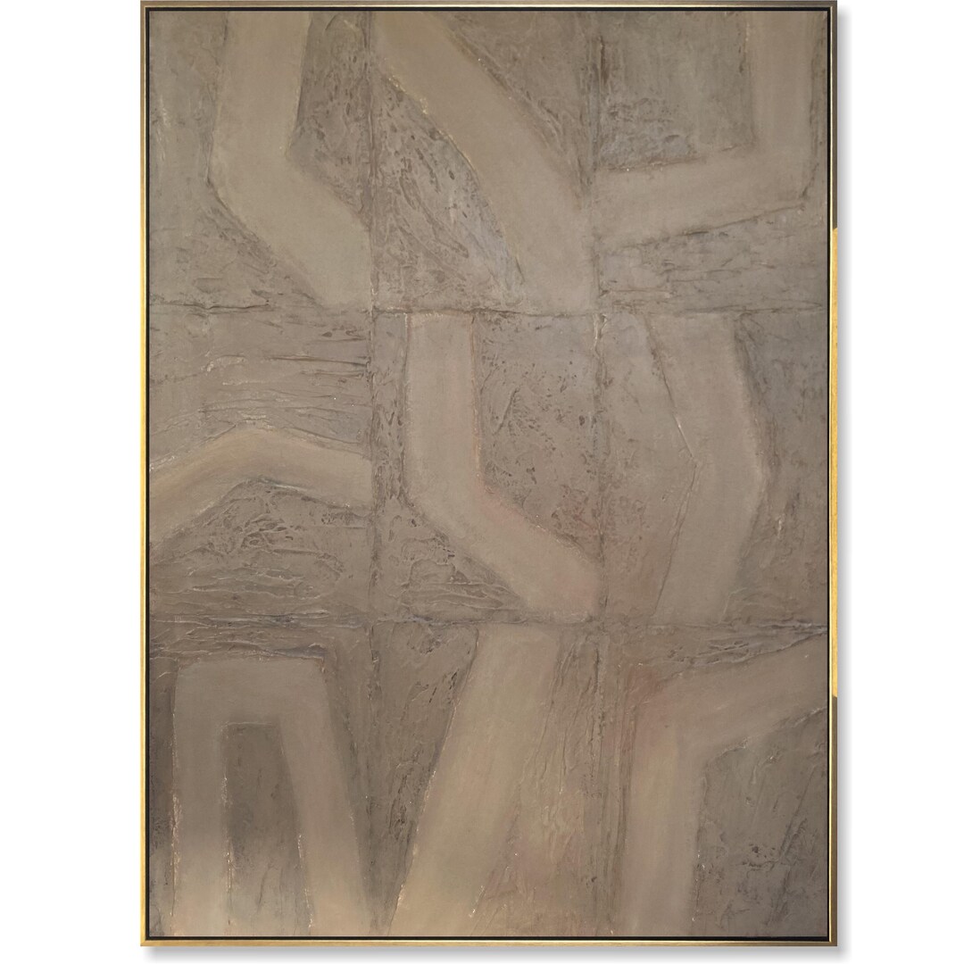 Large 3D Textured Brown Beige Abstract Wabi Sabi Painting on Canvas ...