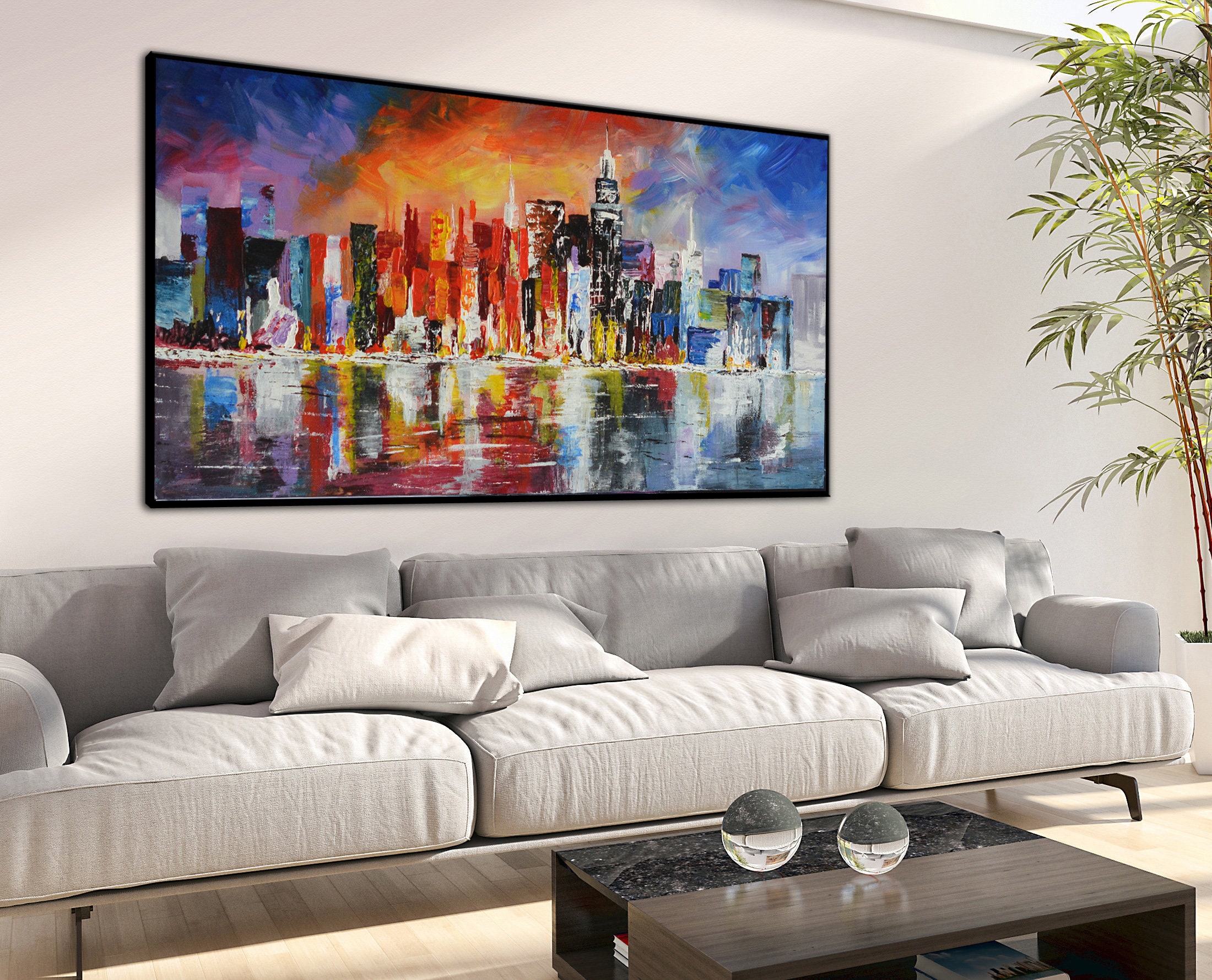 New York Painting City Painting Large Canvas Art Abstract | Etsy