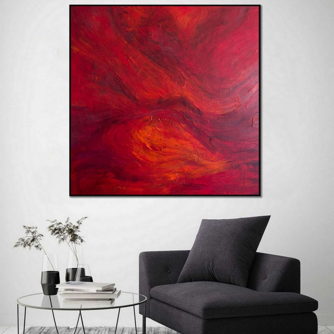 Large Red Abstract Oil Painting Original / Modern Art Canvas Etsy