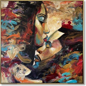 Abstract Lovers Painting – Romantic Modern Wall Art