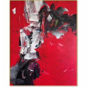 Red and Black Abstract Painting Wall Art