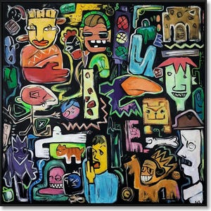 Kleurrijke abstracte gezichten – Graffiti-pop-artschilderij