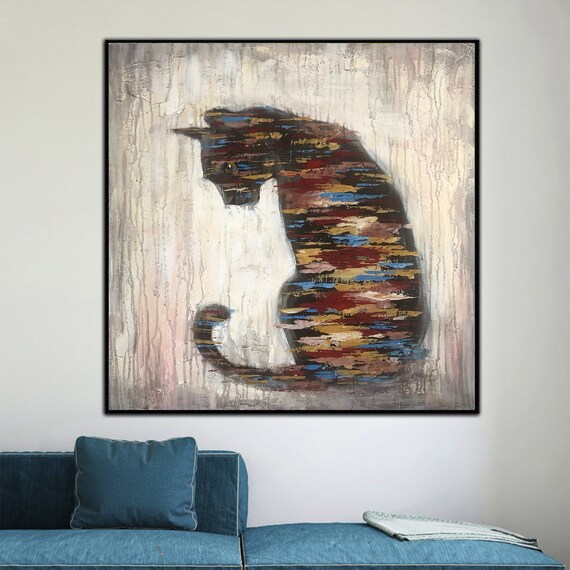 Abstract Cat Painting: Multicolored Wildlife Art