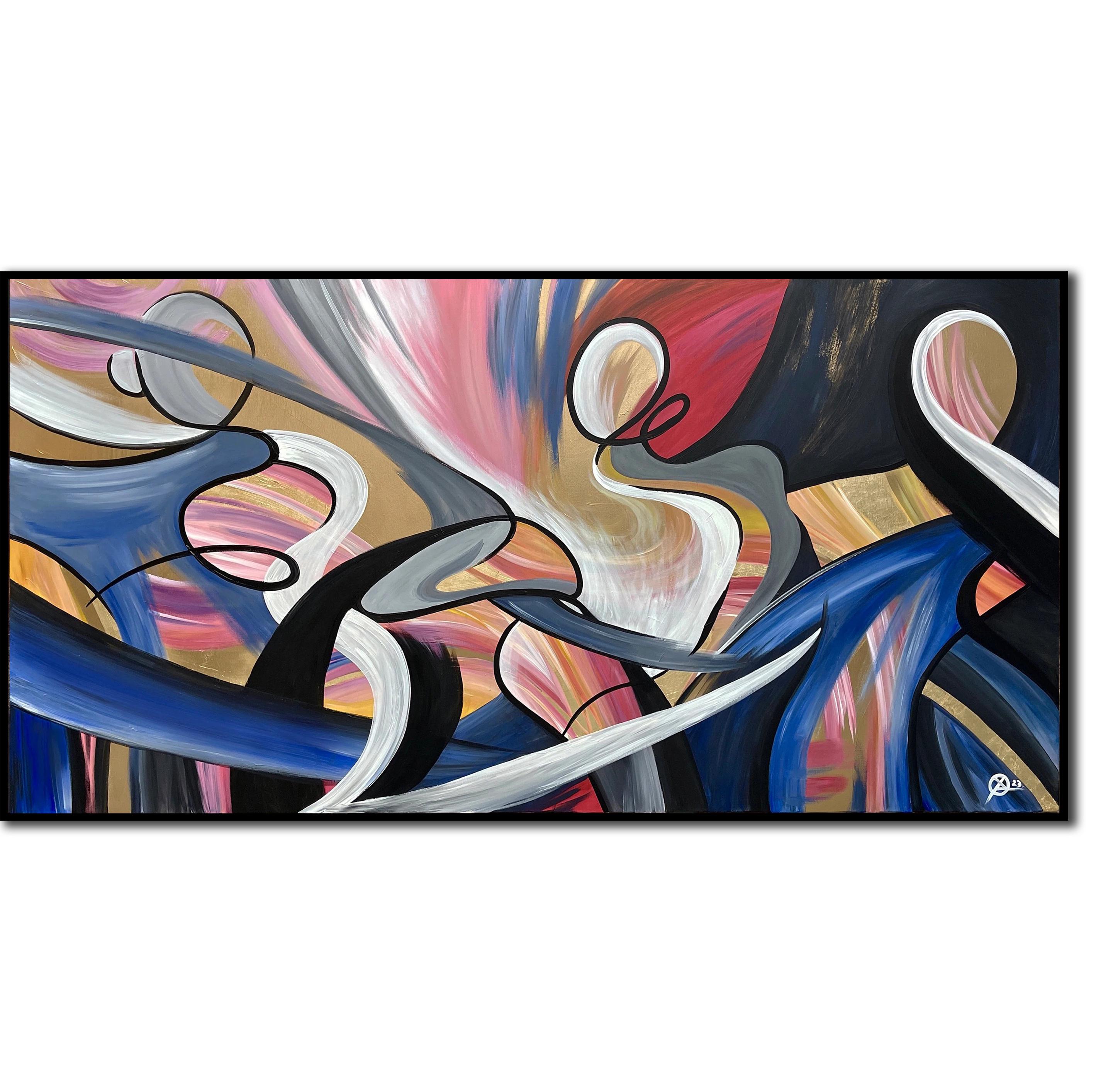Large Abstract Silhouettes Acrylic Painting On Canvas Colorful Original Art Modern Handmade Acrylic Painting Textured Wall Decor for Home