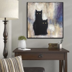 Cats Painting Large Black Cats Oil Paintings On Canvas Abstract Animal Painting Original Oil Painting Abstract Canvas Wall Art Cat Artwork image 5