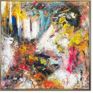 Color Splash Abstract Expressionist Painting on Canvas Modern Textured Wall Art Original Acrylic Painting for Vibrant Contemporary Decor
