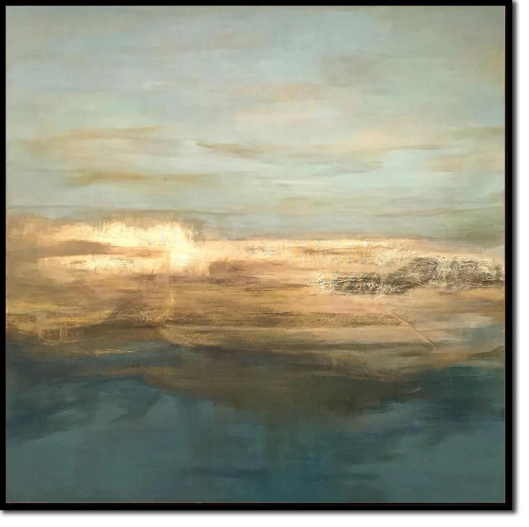 大型アート作品 海の風景アート 高級絵画 金箔絵画 優雅な壁アート 