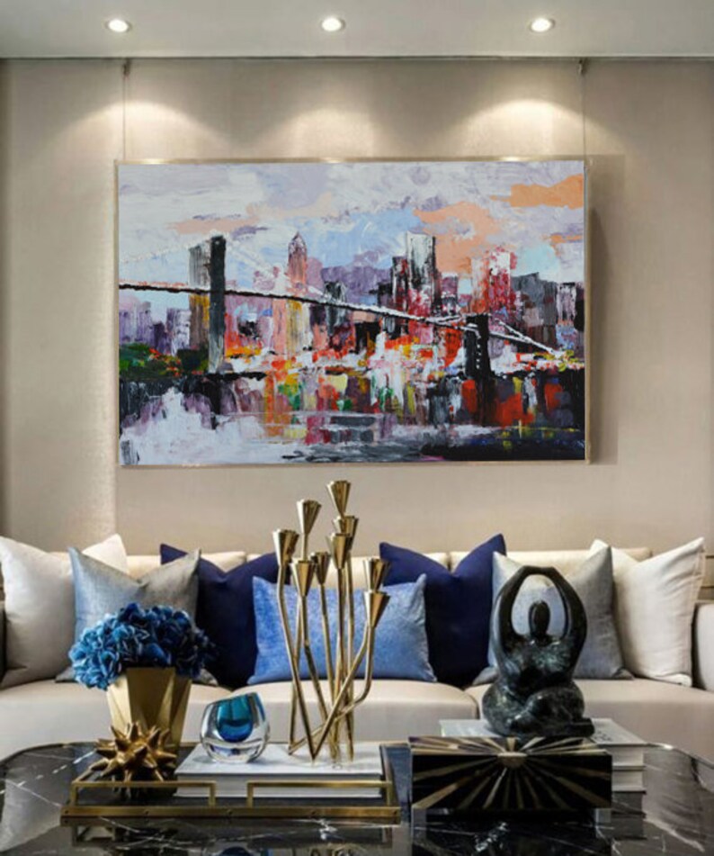 City Painting New York City Wall Art Large Acrylic Painting Etsy