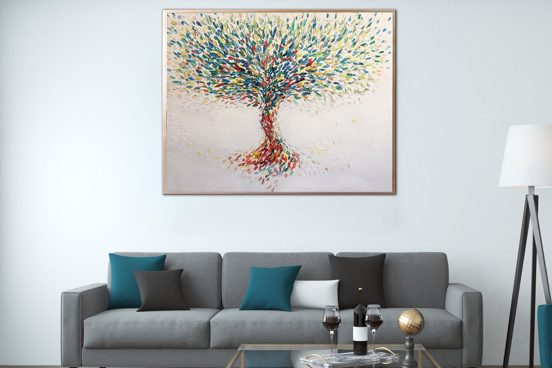 Impasto Colorful Tree of Life Abstract Original Tree Painting Large ...