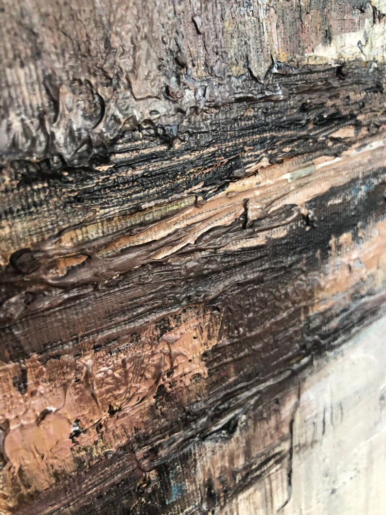 Original Black & White Abstract Landscape on Canvas Minimalist Etsy