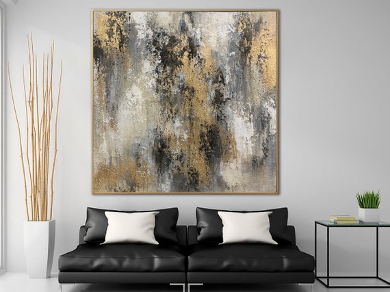 Abstract Painting on Canvas Gold Leaf 