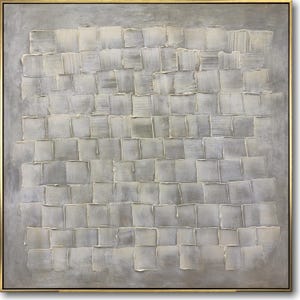 Large Minimalist White 3D Texture Grid Painting