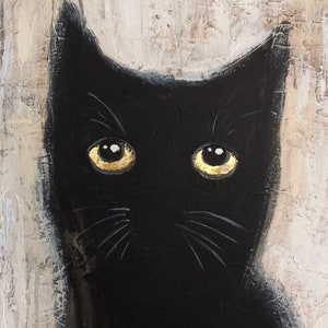 Cats Painting Large Black Cats Oil Paintings On Canvas Abstract Animal Painting Original Oil Painting Abstract Canvas Wall Art Cat Artwork image 3