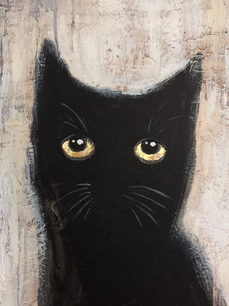 Cats Painting Large Black Cats Oil Paintings On Canvas Abstract Animal Painting Original Oil Painting Abstract Canvas Wall Art Cat Artwork image 3