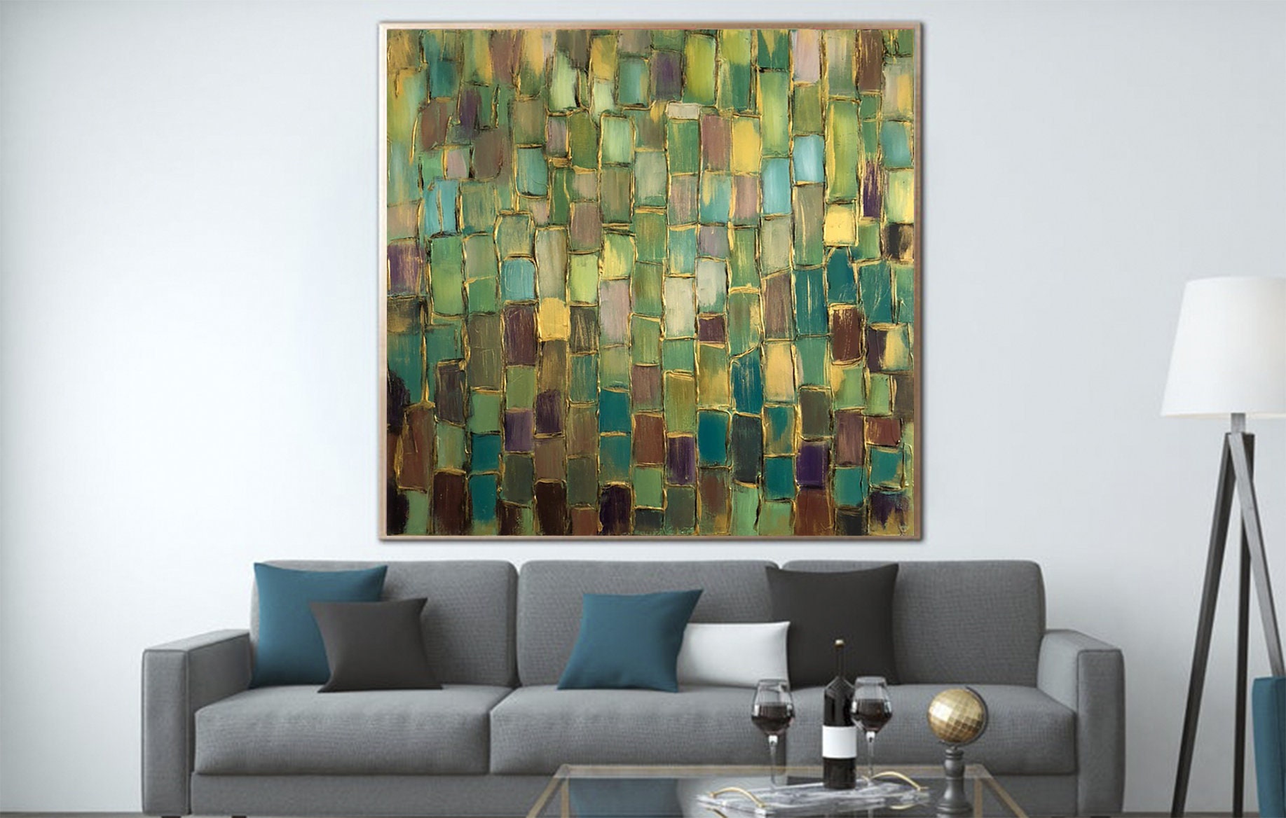 Large Abstract Green & Yellow Wall Art Abstract Oil Painting Etsy UK