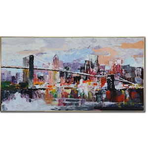 Colorful New York Cityscape Painting Modern Urban Skyline Art Vibrant Abstract New York Inspired Canvas  Painting for Home or Office Decor