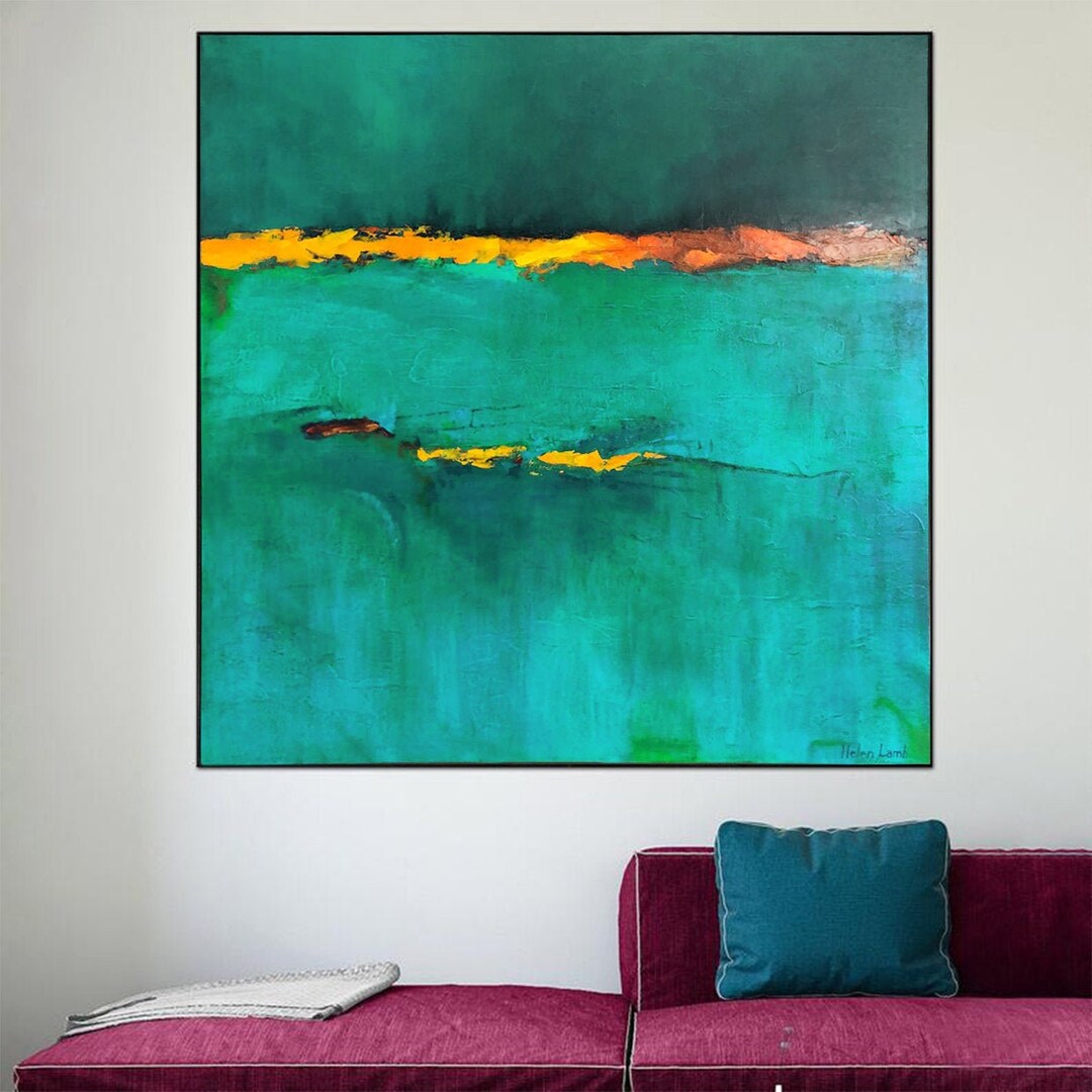 Large Green Abstract Painting Green Art Modern Abstract Etsy