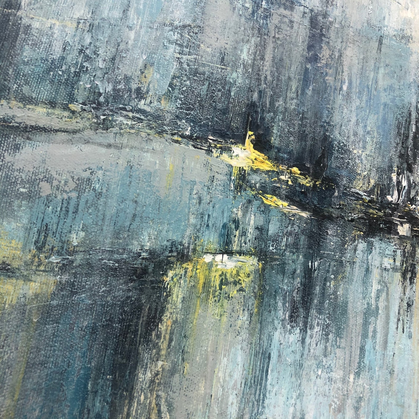 Extra Large Night City Lights Painting on Canvas Abstract Blue Etsy