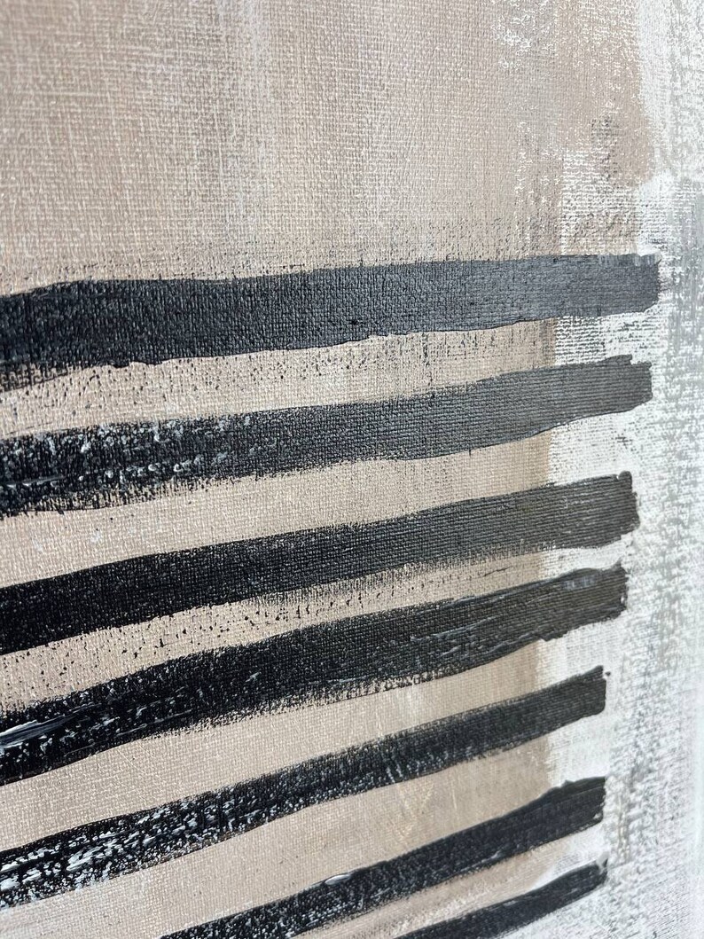 Abstract Painting Beige Grey Geometric Textured Canvas Original Modern ...