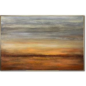 Abstract Landscape Painting Canvas Large Original Bronze Artwork Modern Oil Painting Heavy Textured Art for Aesthetic Room Decor