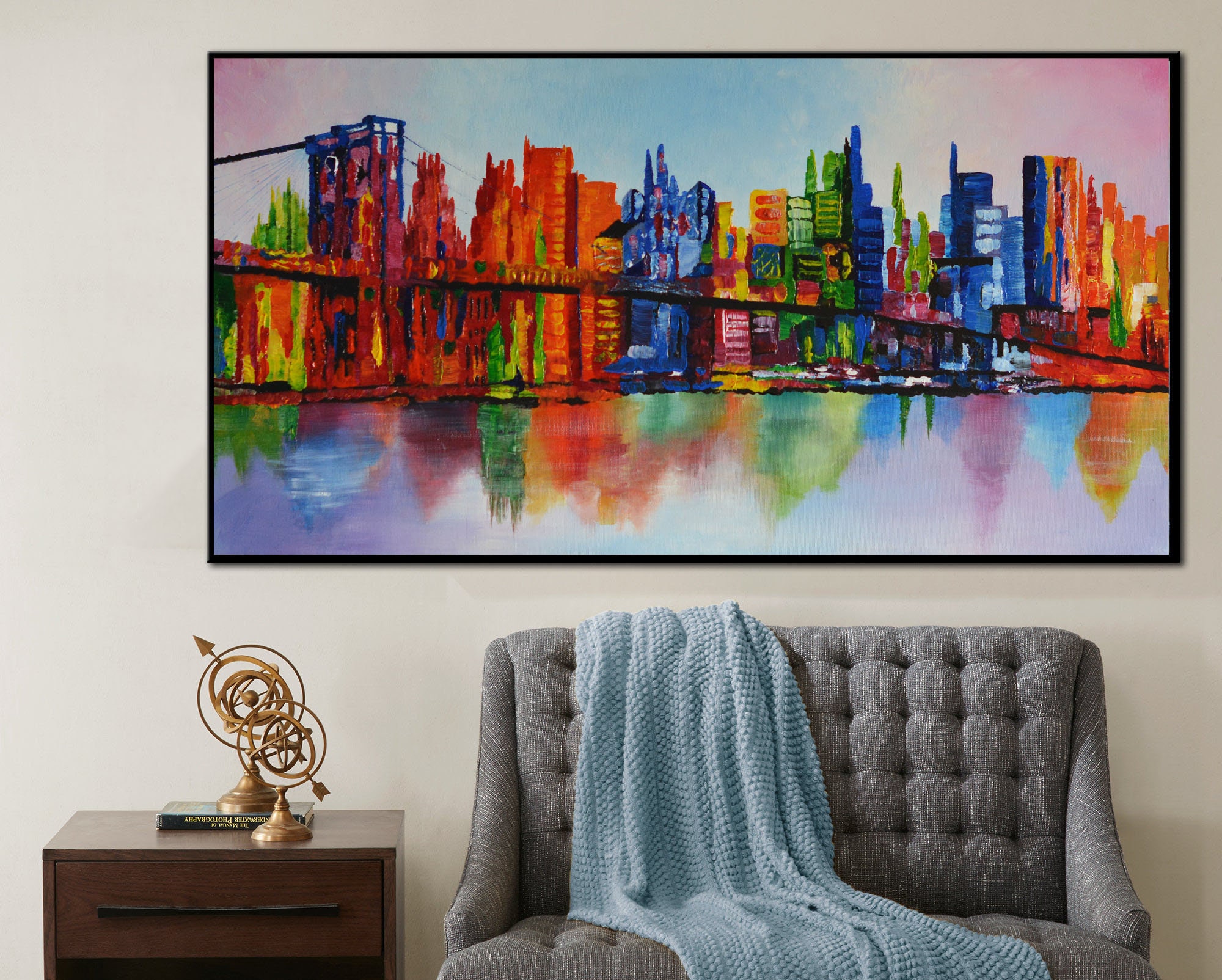 New York Wall Art Extra Large Painting City Art Abstract Etsy