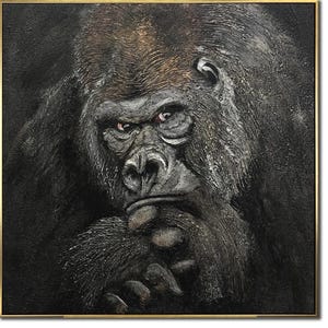 Large Gorilla Painting Canvas Abstract Monkey Artwork Heavy Textured Art