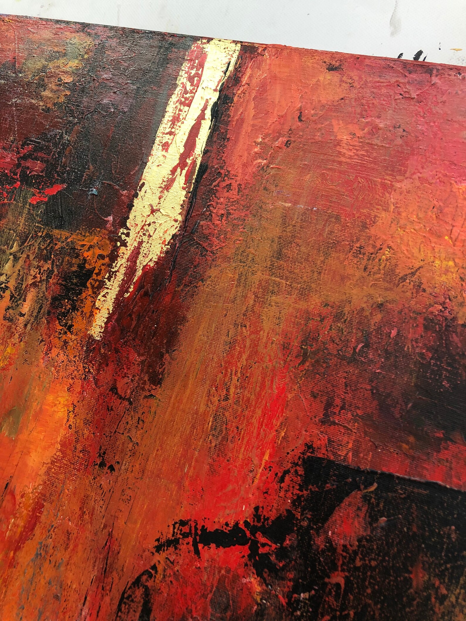 Red Abstract Oil Painting Wall Art Orange Colorful Artwork Etsy