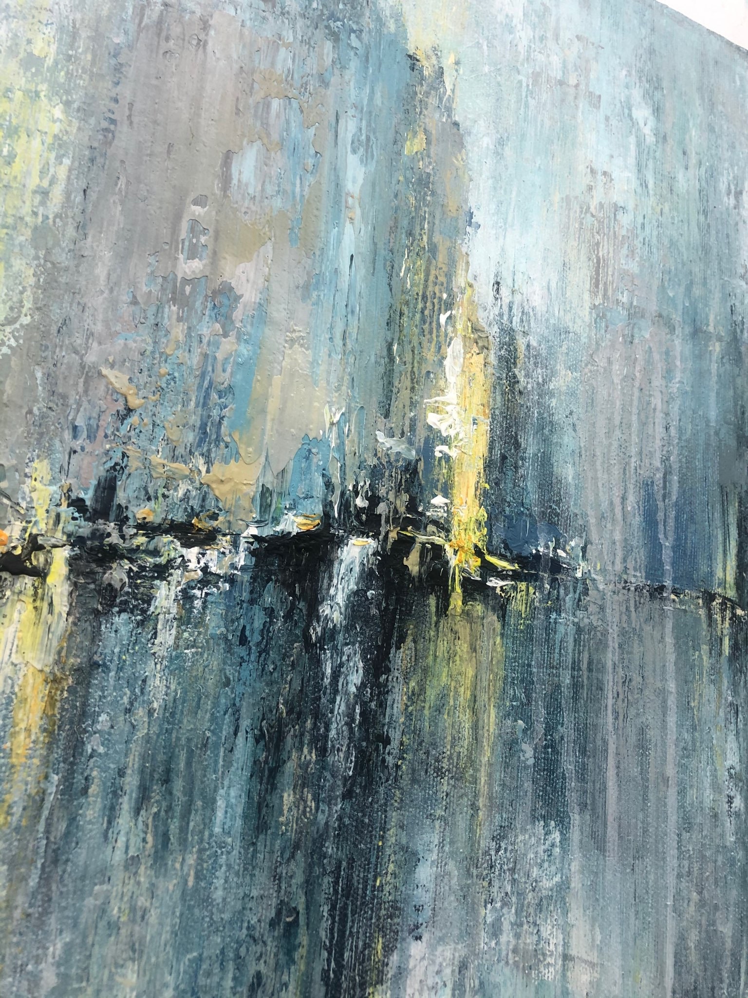 Extra Large Night City Lights Painting on Canvas Abstract Blue Etsy