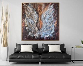 Angel Wings Painting | Textured Rustic Wall Art for Home