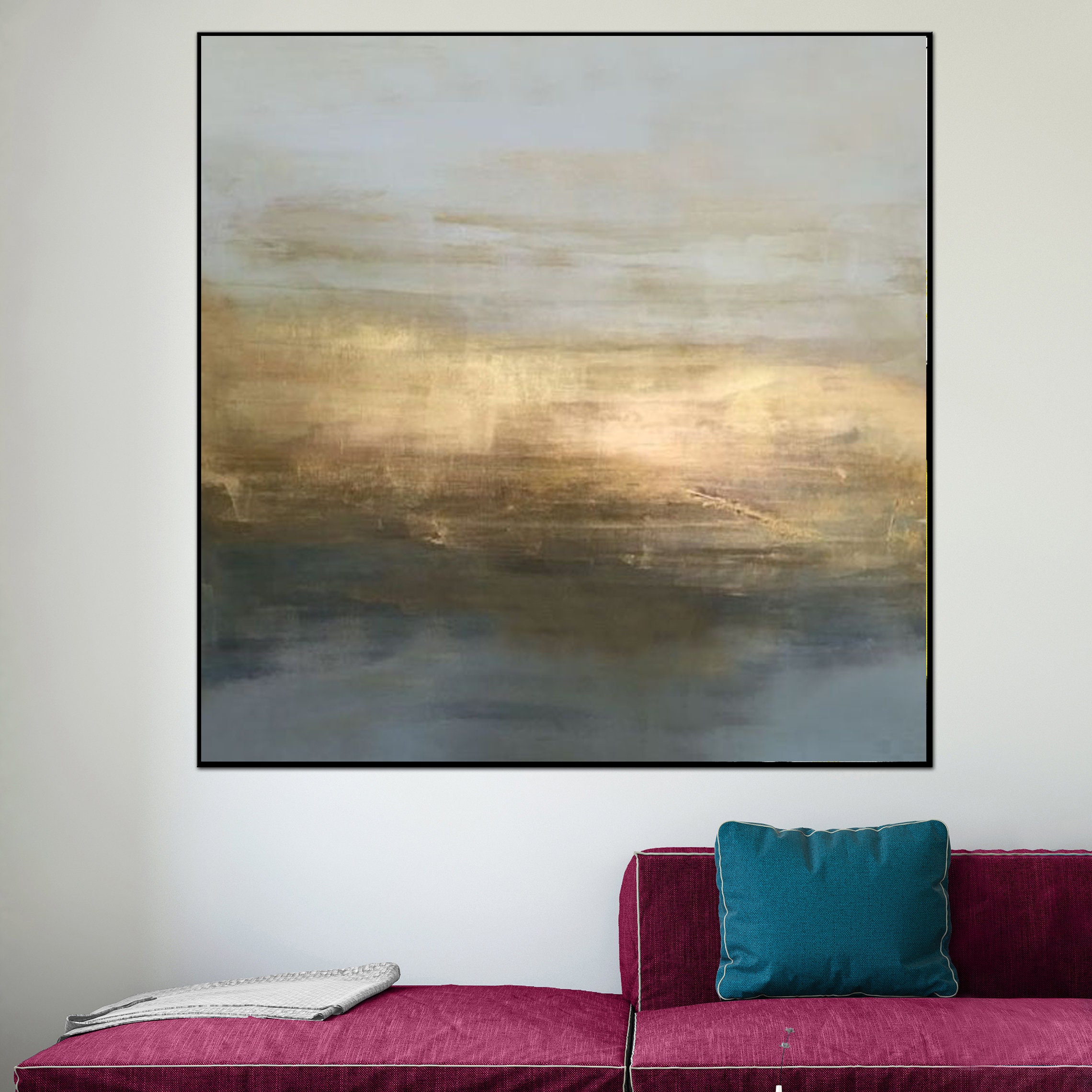 Large Canvas Painting Gold and Silver Painting Gold Leaf Etsy