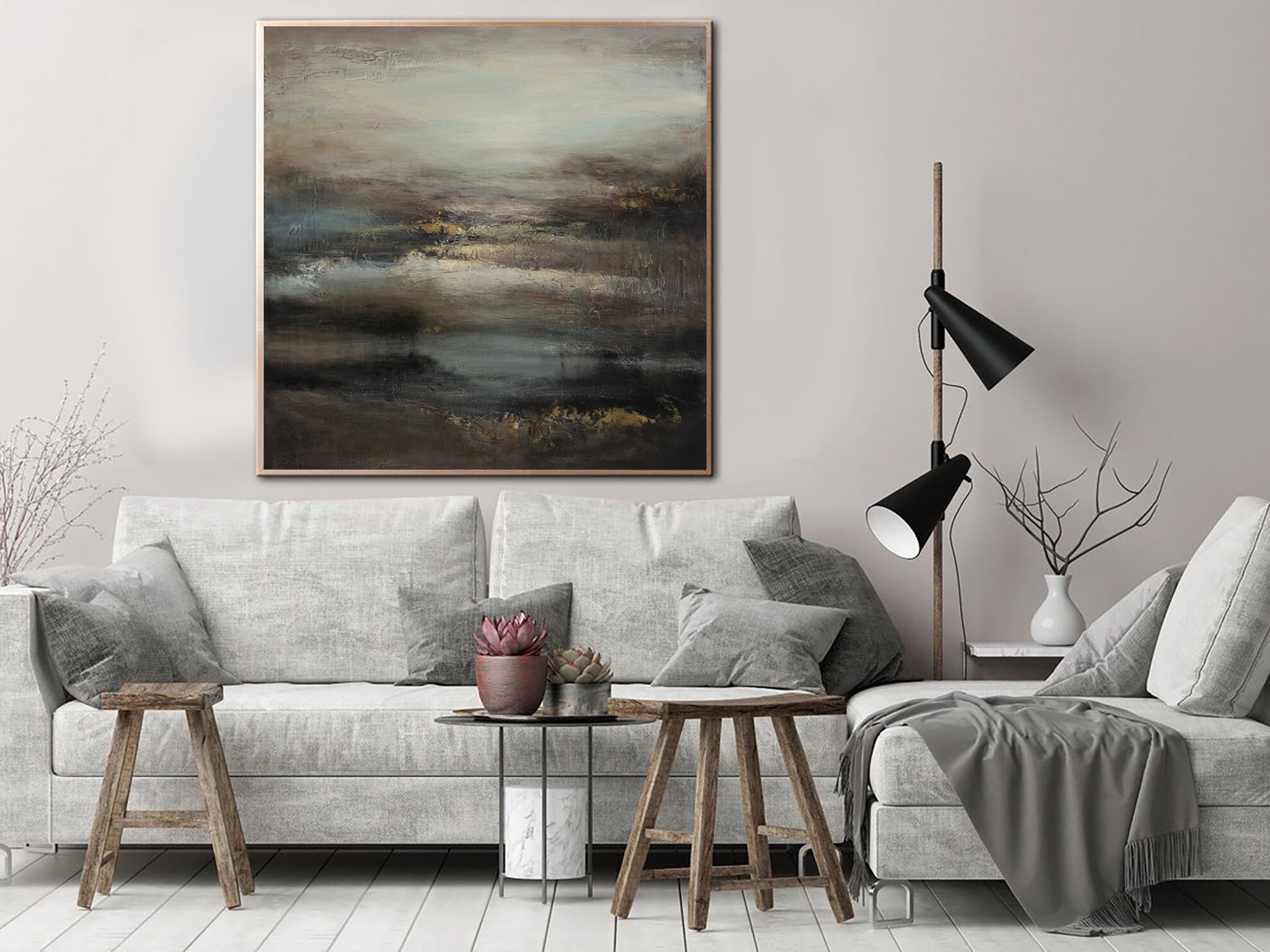 Large Original Abstract Landscape Brown Painting on Canvas - Etsy