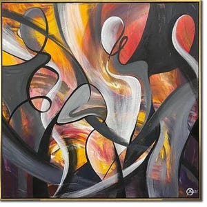 Abstract Figurative Paintings On Canvas, Original Abstract Women Body Silhouettes Painting for Home Decor