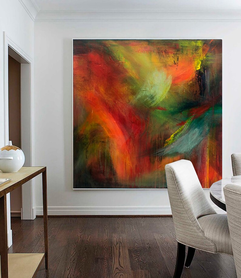 Large Abstract Color Splash Oil Painting Colorful Canvas Wall Art
