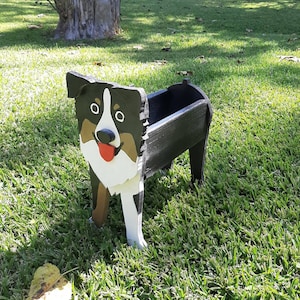 Dekupiersäge Muster Australian Shepherd oder Border Collie Übertopf
