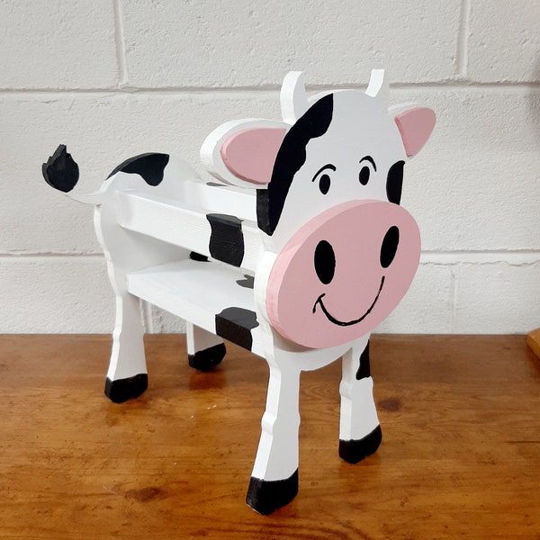 Scroll Saw Pattern Cow Wood Planter,Farm House Animal Planter