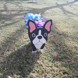 Figuurzaagpatroon Boston Terrier houten plantenbak, dierenplanter