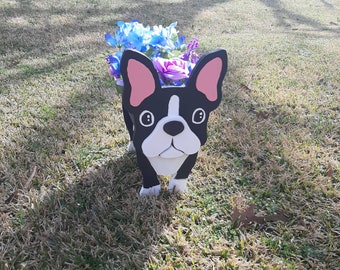 Scroll Saw Pattern Boston Terrier Wood Planter,Animal Planter