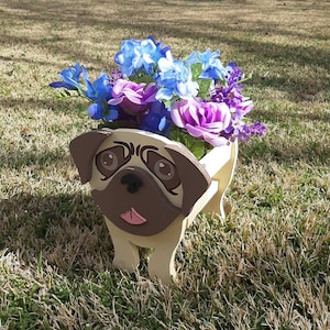 Scroll Saw Pattern Pug Wood Planter,Animal Planter