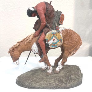 End of The Trail Indian Warrior Sculpture by Colorado Artist Daniel Monfort Dated 1982