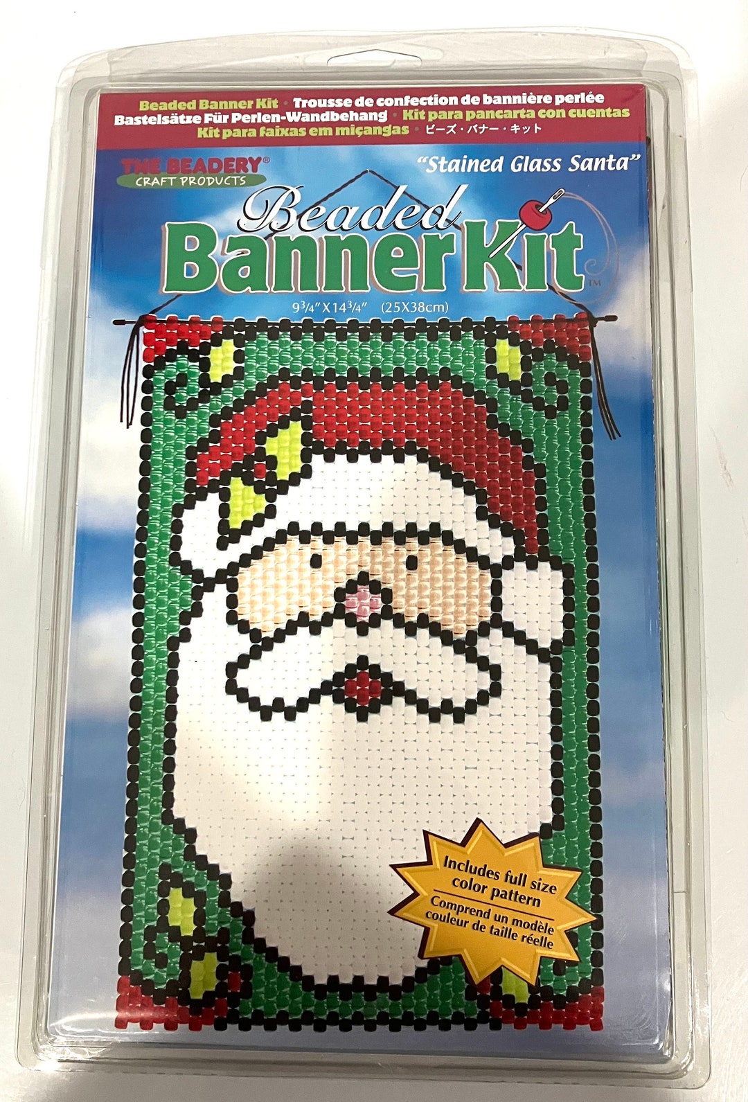 View of Stained Glass Santa Beaded Banner Kit Christmas Holiday Craft Beads ...
