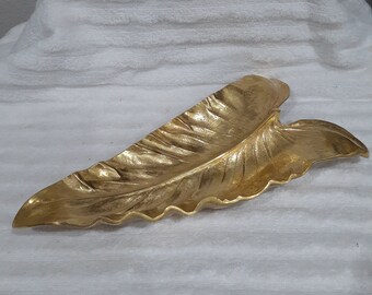 Vintage Brass Calla Lily Leaf Tray, Virginia Metal Crafters 1948
