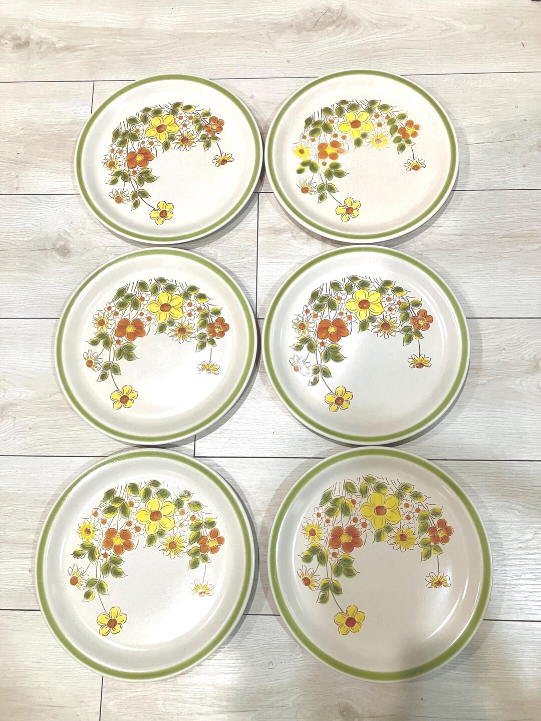 Set of 6 Spring Collection Stoneware Spring Garland 11-inch Dinner ...