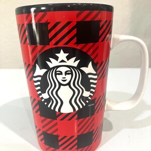 Starbucks 2014 16 Oz Red and Black Plaid Tall Coffee Mug Cup - Etsy
