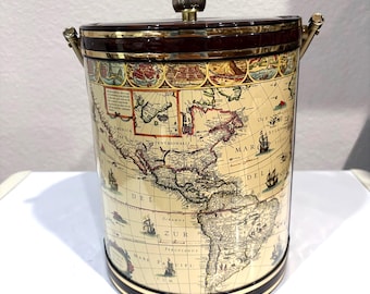 Vintage Shelton Ware Ice Bucket – Old World Map • 5 Quart • Made in USA