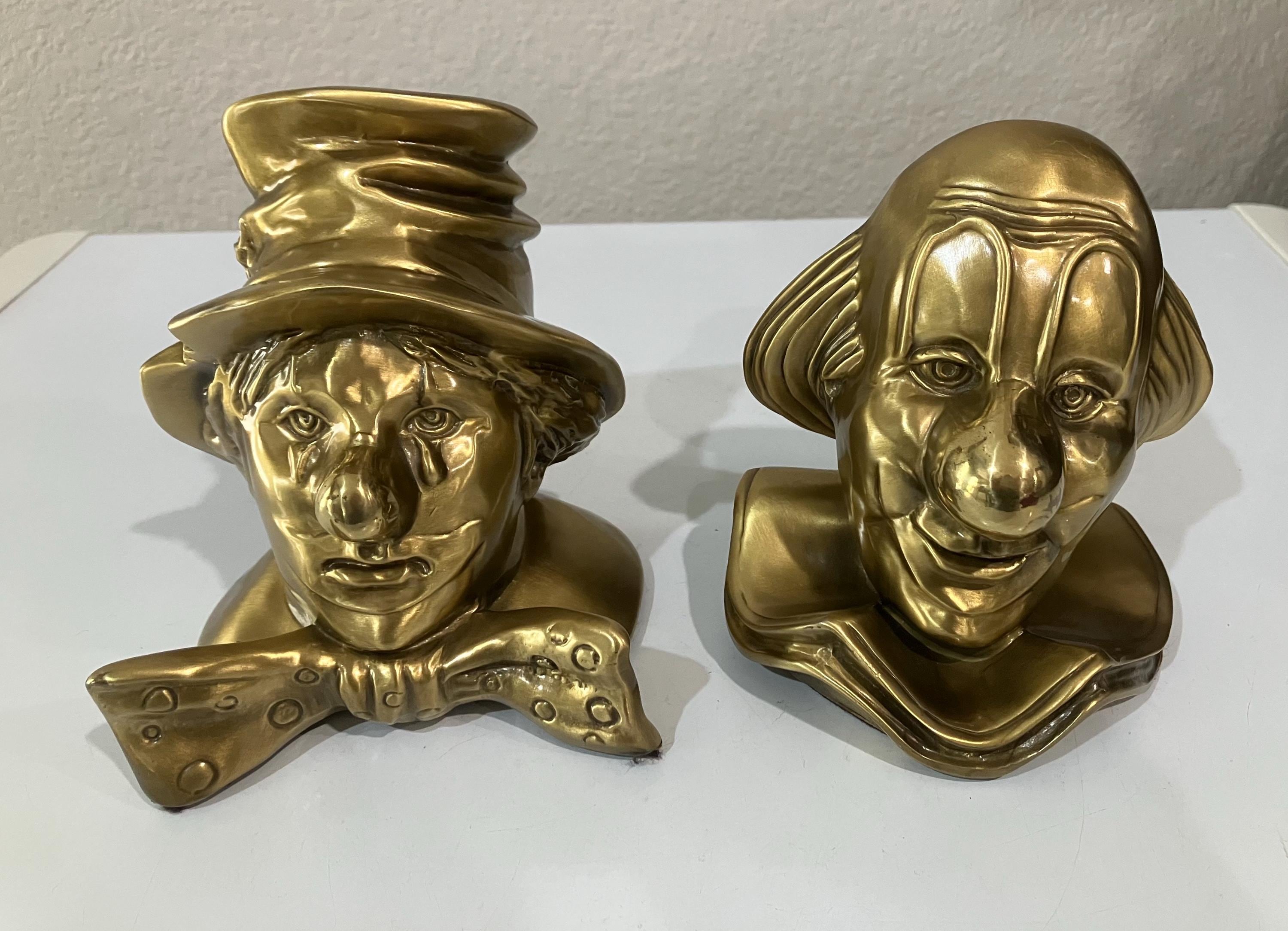 1940 Brass Clown Head Bookends クラウンヘッド 1940 Brass Clown Head Bookends クラウンヘッド