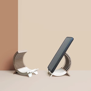 Supporto/supporto per cellulare in fibra di legno, design 3D, elegante e moderno, regalo originale per Natale